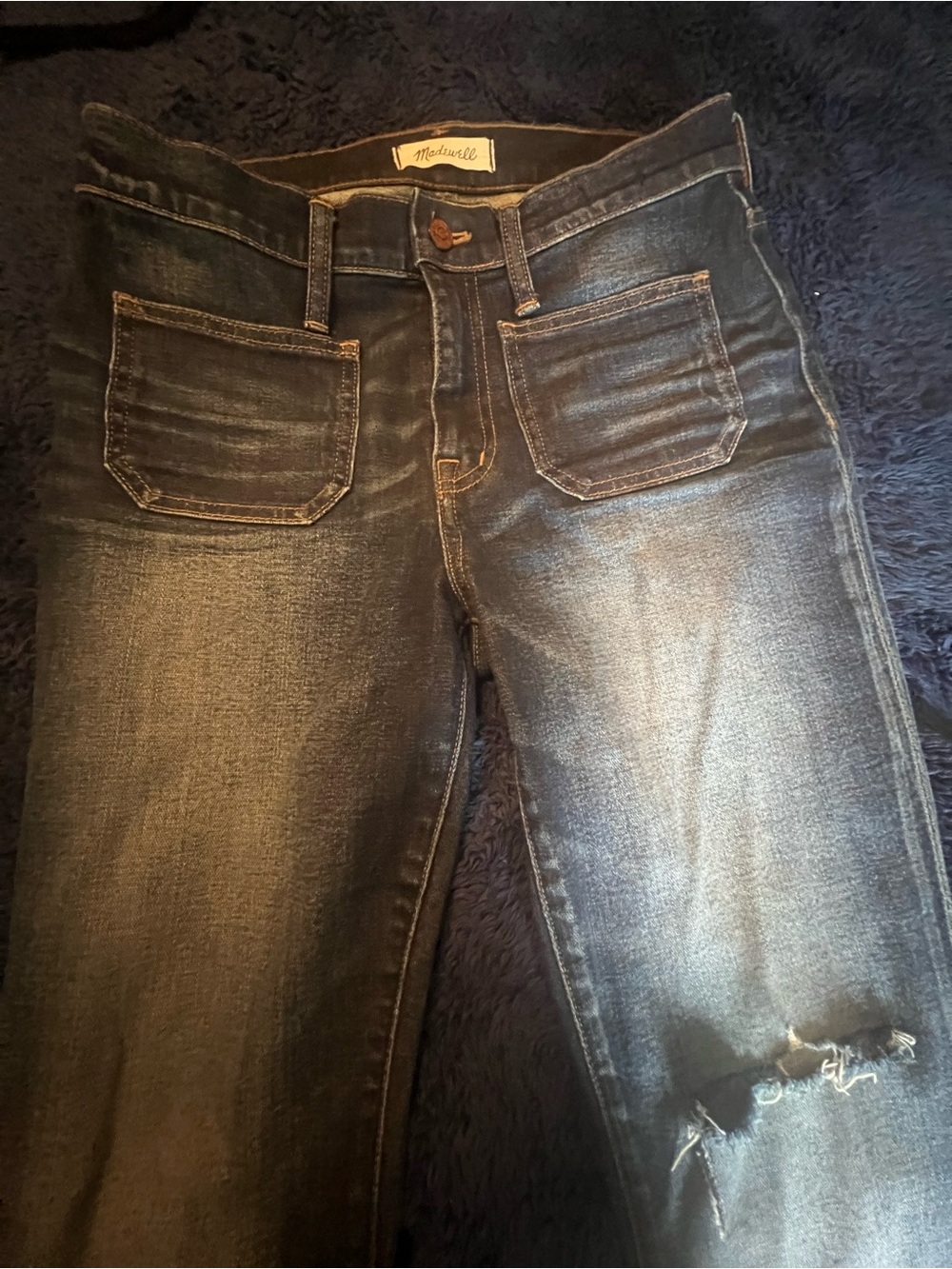 Madewell Indigo Blue Denim Jeans with Contrast Stitching